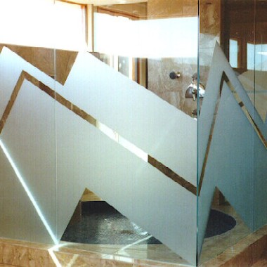 Glass Wall Shower Panels Zig Zag Sandblast
